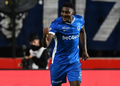 Super Eagles striker Rafiu Durosinmi reacts after extending impressive scoring run for Genk 