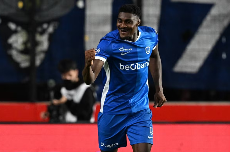 Super Eagles striker Rafiu Durosinmi reacts after extending impressive scoring run for Genk 